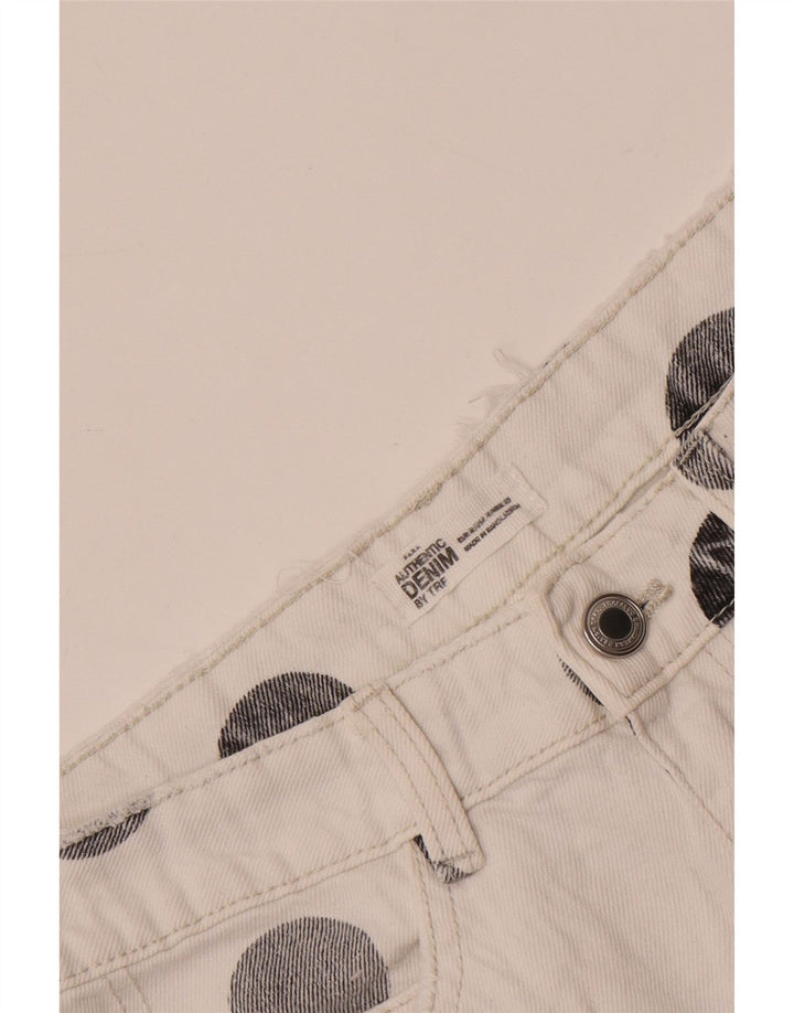 Zara Trafaluc Mini-Jeansrock für Damen, mittelgroß, W28, weiß gepunktet