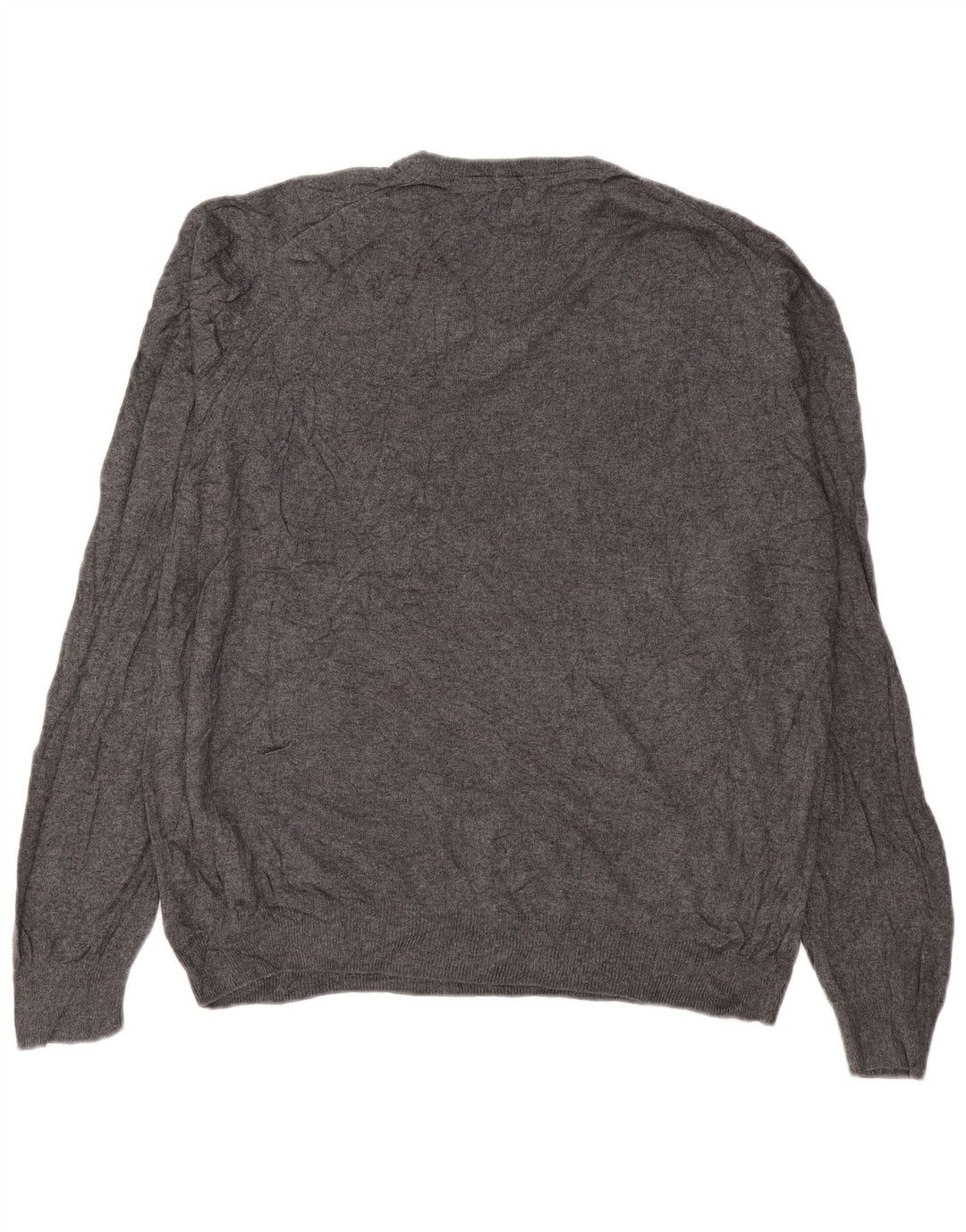 Marks & Spencer Herren-Pullover mit V-Ausschnitt, groß, aus grauer Baumwolle