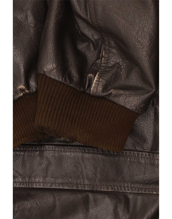 Vintage Herren Militärlederjacke IT 56 3XL Braun