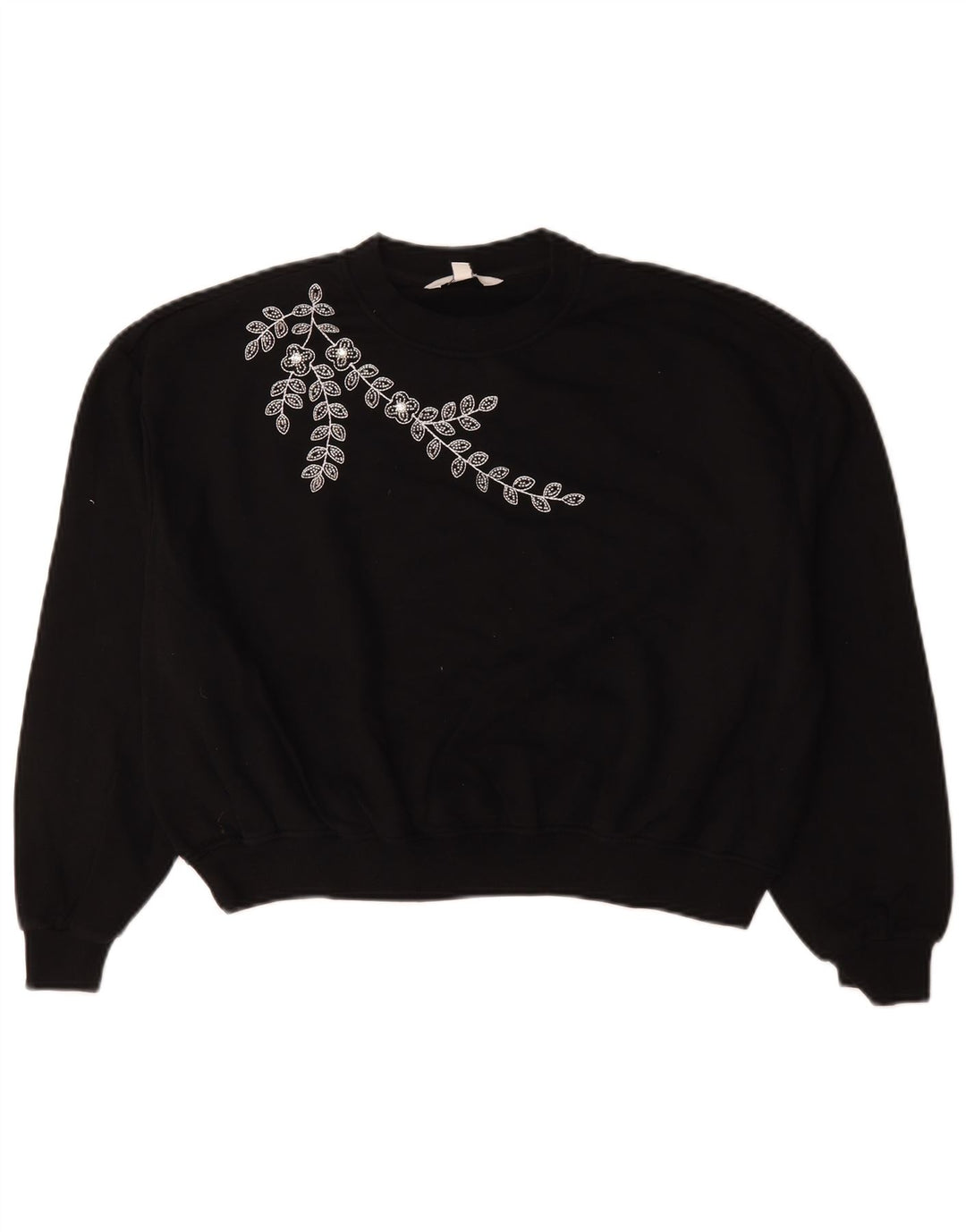 Marks & Spencer Damen-Sweatshirt in Übergröße, Gr. 10, Größe S, Schwarz, Blumenmuster