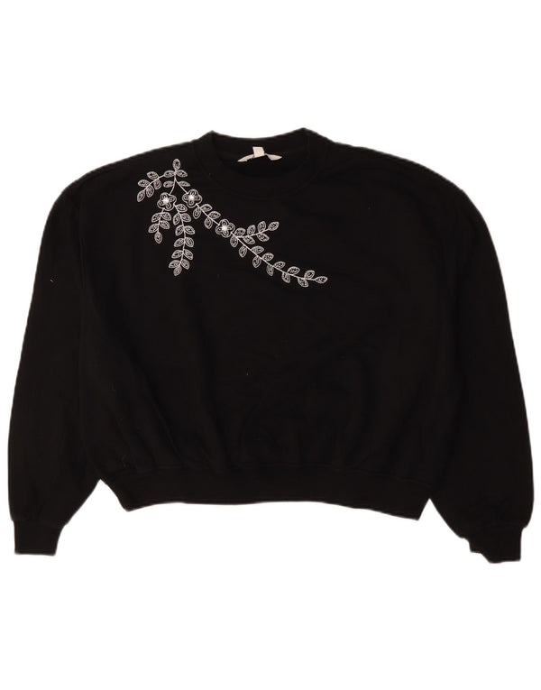 Marks & Spencer Damen-Sweatshirt in Übergröße, Gr. 10, Größe S, Schwarz, Blumenmuster
