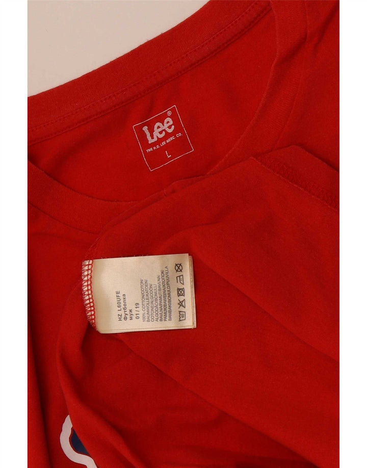 Lee Herren-T-Shirt mit Grafik, Größe L, aus roter Baumwolle
