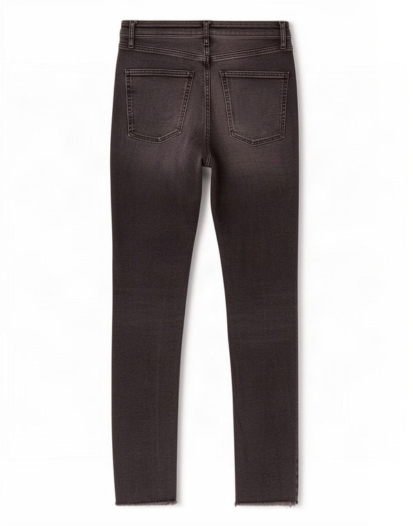 Zara Damen-Jeans mit hoher Taille, Röhrenjeans, EU 38, Größe S, W28, L29, schwarze Baumwolle