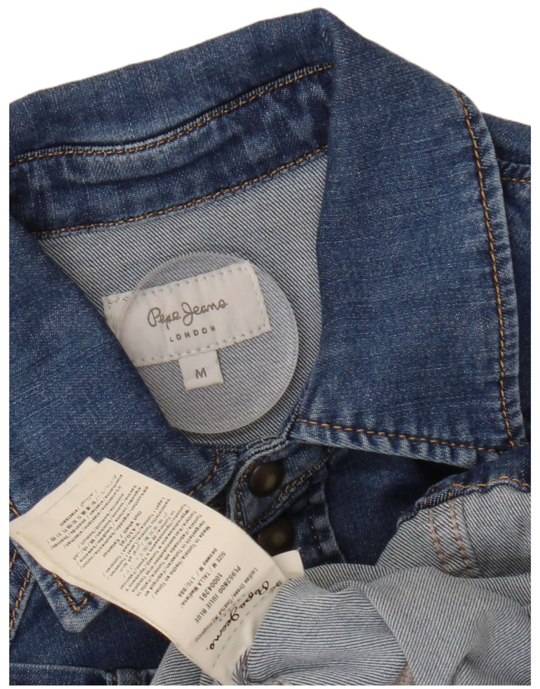 PEPE JEANS Langarm-Jeanskleid für Damen, UK 12, mittelblaue Baumwolle