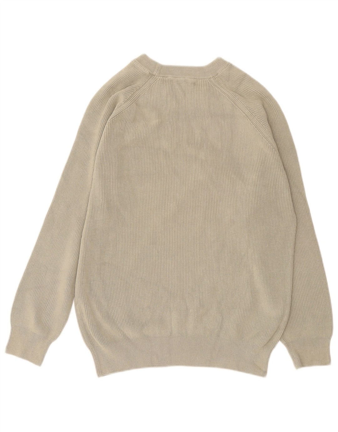 Zara Herren-Pullover mit Rundhalsausschnitt, groß, Khaki, Baumwolle