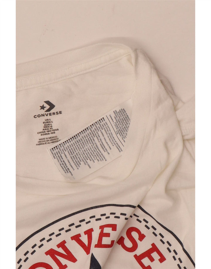 Converse Mens Graphic T-Shirt Top Large White Cotton