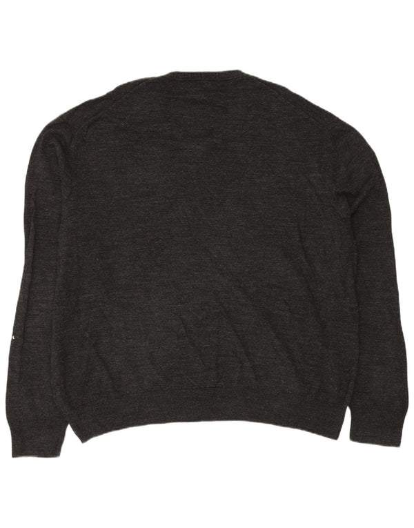 Marks & Spencer Herren-Pullover mit V-Ausschnitt, 4XL, graue Baumwolle
