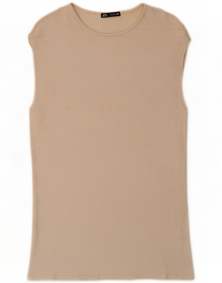 Zara Damen Übergroßes Weste-Top UK 10 Small Beige
