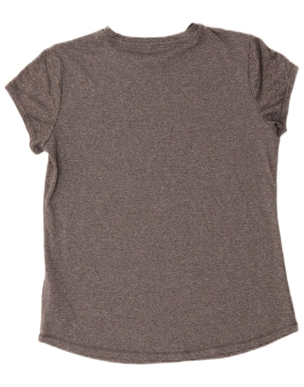 Puma Womens Graphic T-Shirt Top UK 14 Mittelgrau geflecktes Polyester