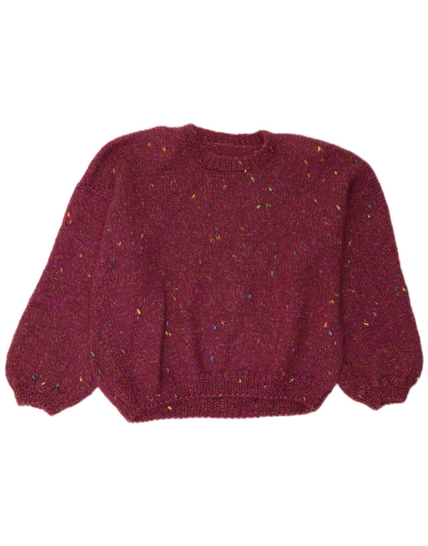 Vintage Damen Übergroßer Pullover mit Rundhalsausschnitt UK 18 XL Lila meliert