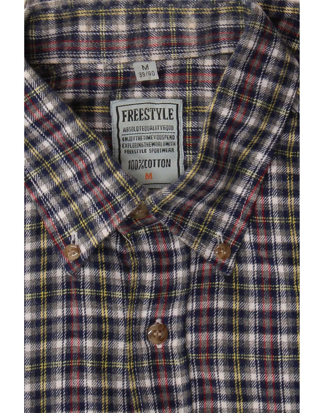 Vintage Herren Flanellhemd Größe 39/40 Mittelblau karierte Baumwolle