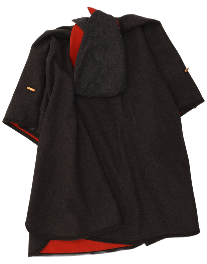 Vintage Damen Cape-Mantel mit Kapuze, Einheitsgröße, Grau