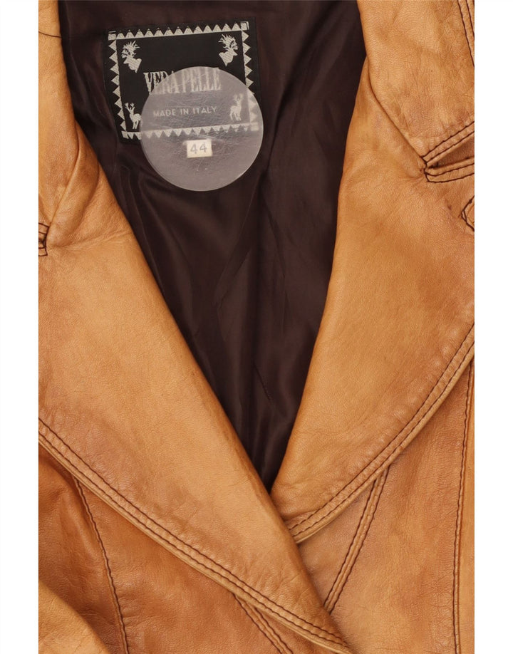 VINTAGE Damen 2-Knopf-Lederblazer IT 44 Mittelbeiges Leder