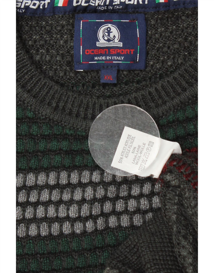 Vintage Herren Rundhalspullover Pullover 2XL Mehrfarbig gestreift Acryl