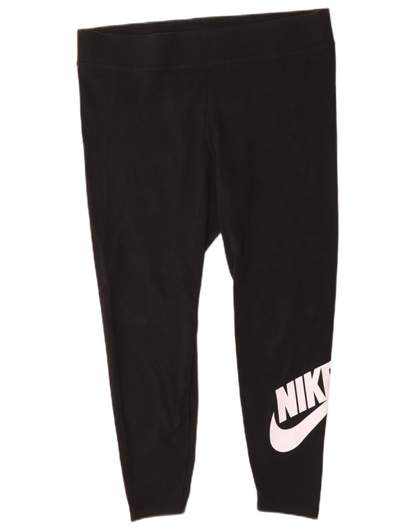 Nike Womens Graphic Crop Leggings UK 18 XL Schwarz Baumwolle
