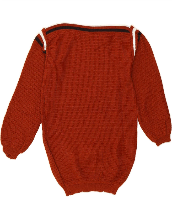 VINTAGE Womens Boat Neck Jumper Sweater UK 12 Medium Brown Polyacrylic Vintage Vintage and Second-Hand Vintage from Messina Hembry 