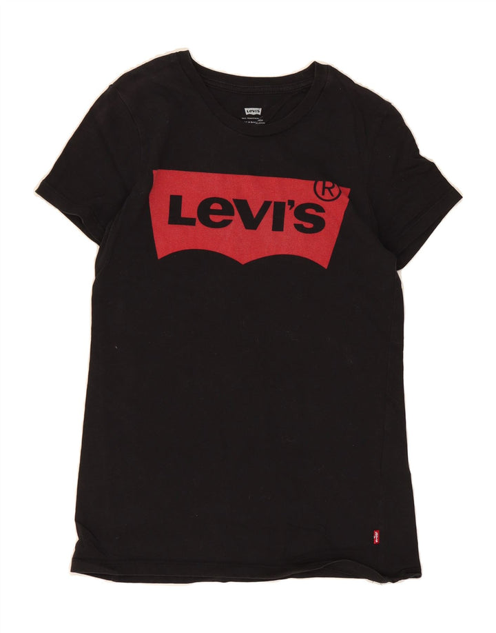 LEVI'S Womens Graphic T-Shirt Top UK 2 2XS Black Cotton Vintage Levi's and Second-Hand Levi's from Messina Hembry 