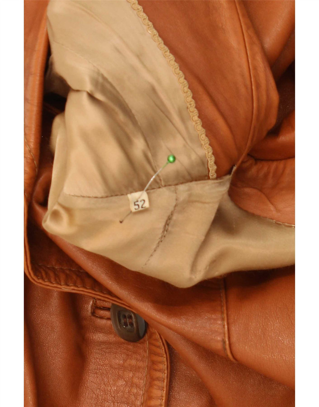 Vintage Damen Ledermantel IT 52 2XL Braun