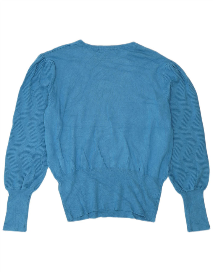 Marks & Spencer Damen-Pullover mit Rundhalsausschnitt, Gr. 40, groß, blau, geometrisch