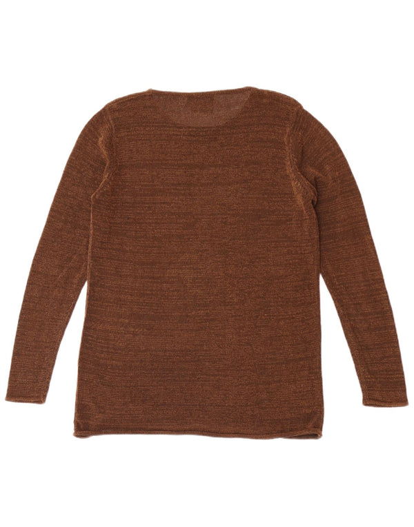 Zara Damen-Strickoberteil mit langen Ärmeln, UK 12, mittelbraun geflecktes Viskose
