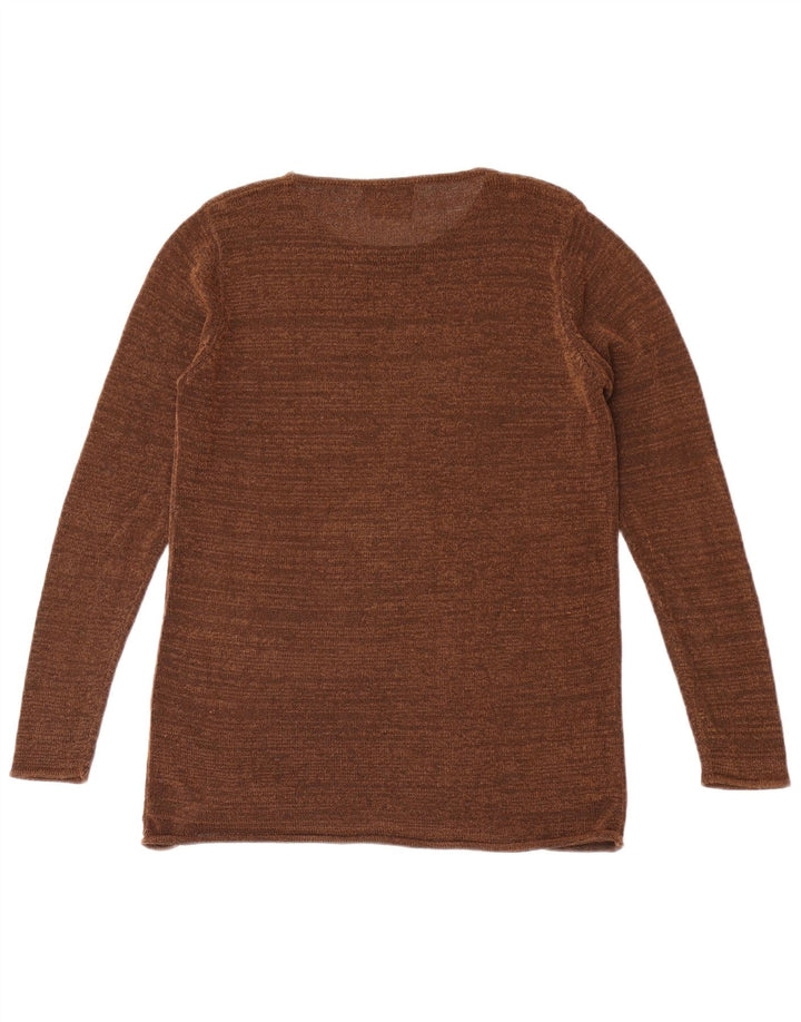 Zara Damen-Strickoberteil mit langen Ärmeln, UK 12, mittelbraun geflecktes Viskose