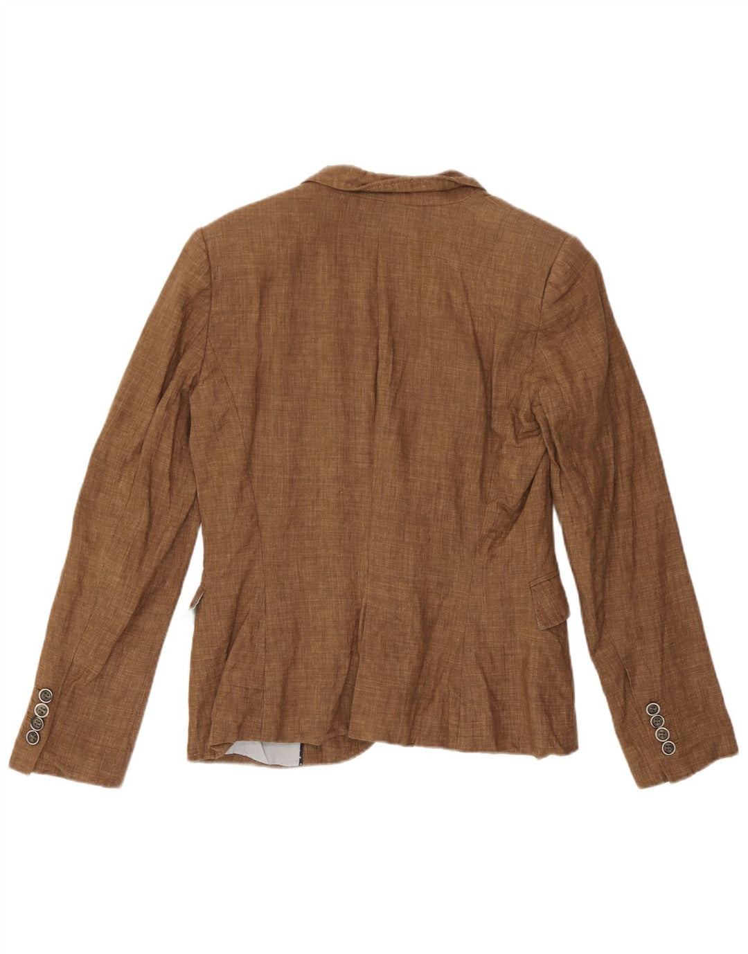 Zara Damen 1-Knopf-Blazerjacke UK 14 Mittelbraunes Leinen