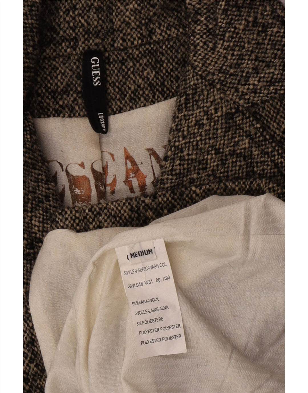 Guess Damenmantel UK 12 Mittelgrau gefleckte Wolle