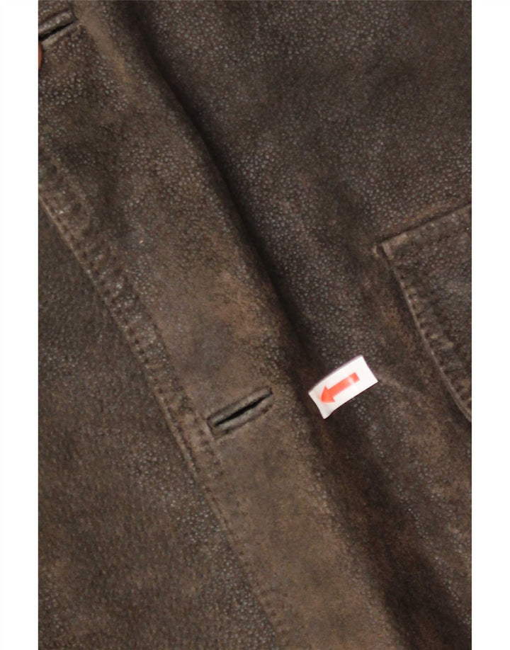 Vintage Herren 3 Knopf Leder Blazer Jacke IT 52 XL Braun
