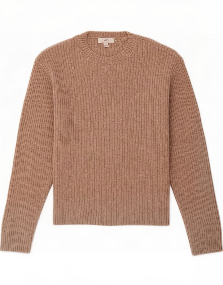 Marks & Spencer Damen-Pullover in Übergröße mit Rundhalsausschnitt, Gr. 10, Größe S, Braun