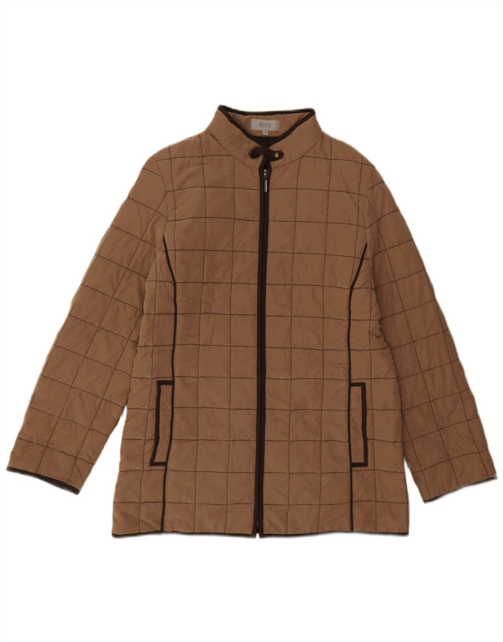 Marks & Spencer Damen Wattierte Jacke UK 12 Mittelbraunes Polyester