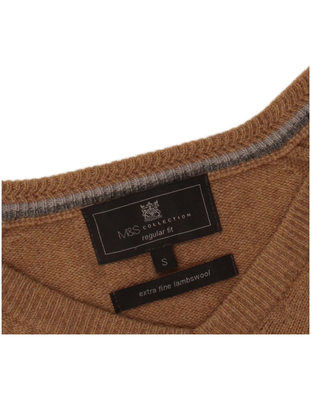 MARKS & SPENCER Herren-Pullover mit normaler Passform, V-Ausschnitt, Größe S, Braun