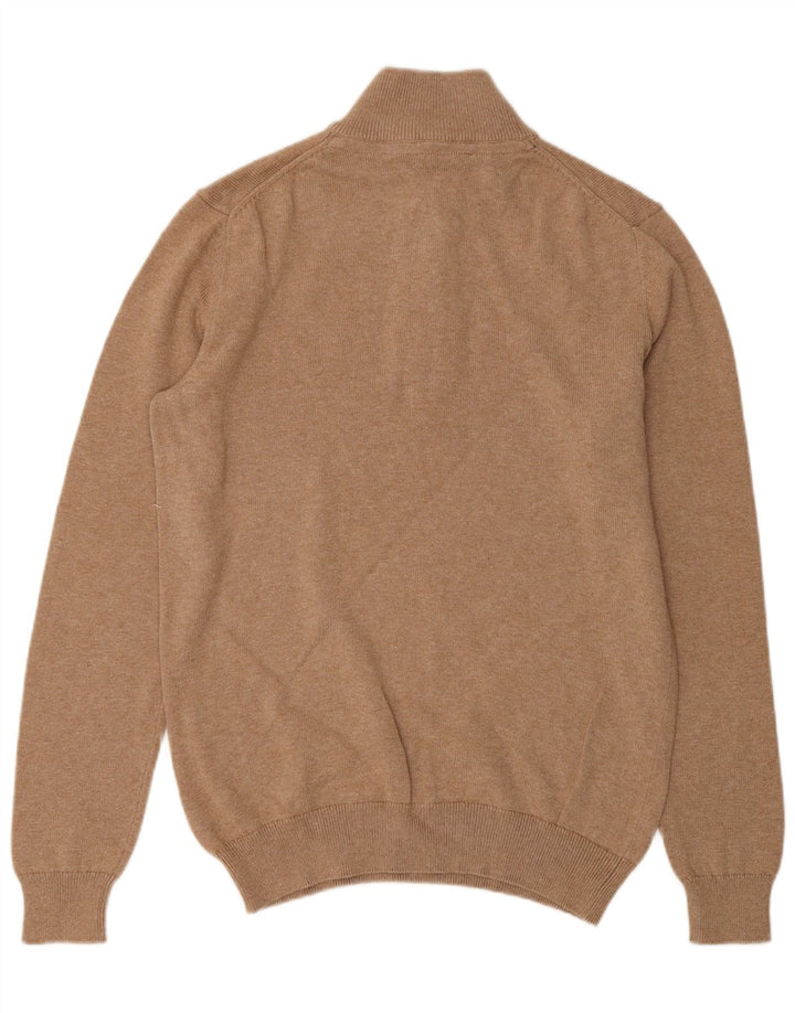 Crew Clothing Herren-Pullover mit Reißverschluss am Hals, Größe S, beige, Baumwolle