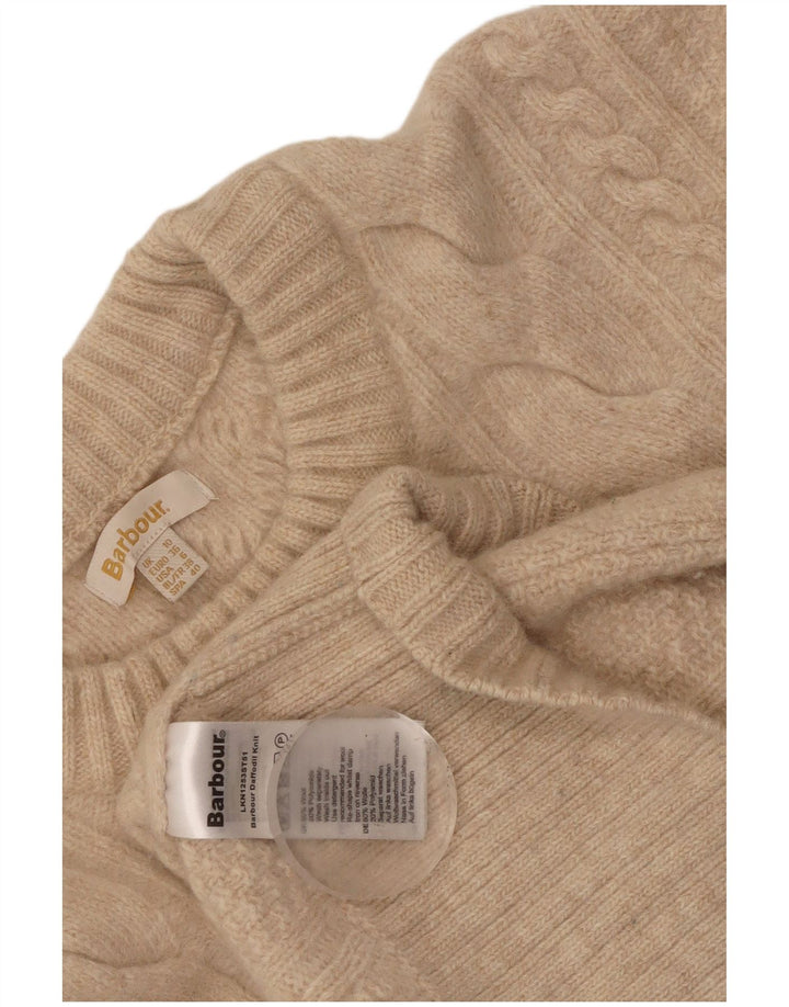 Barbour Damen-Pullover mit Rundhalsausschnitt, UK 10, kleine beige Wolle