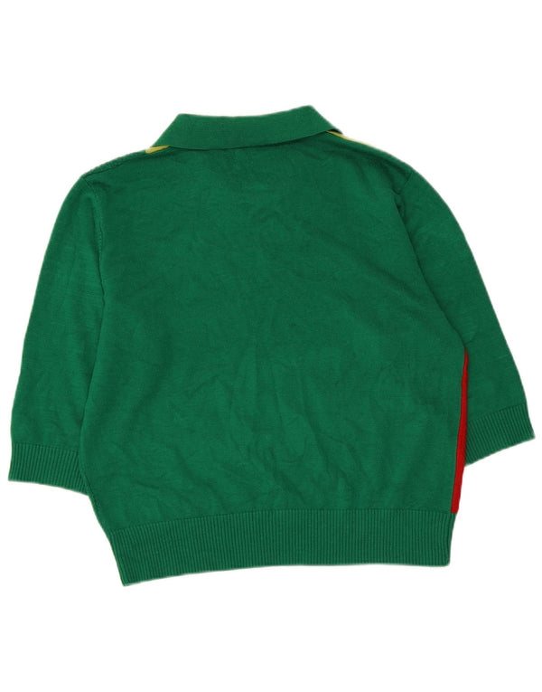 Vintage Damen Rollkragenpullover Pullover UK 14 Groß Grün Farbblock