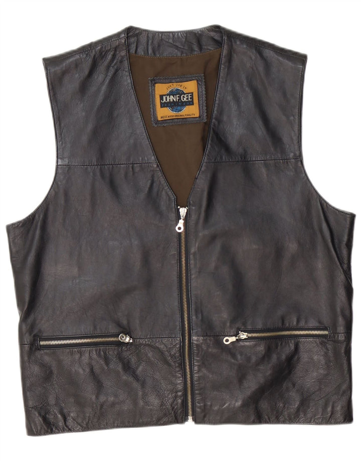 VINTAGE Herren Lederweste Mittelgroßes schwarzes Leder