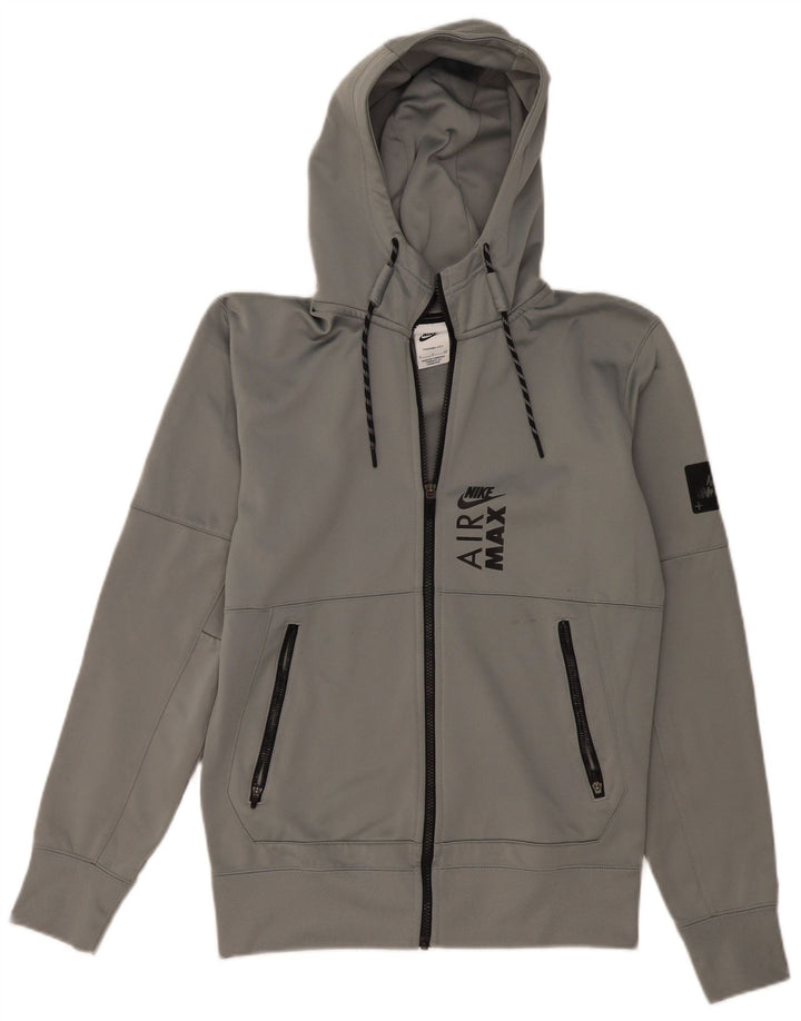 Nike Herren-Kapuzenpullover mit grafischem Reißverschluss, klein, grau, Polyester