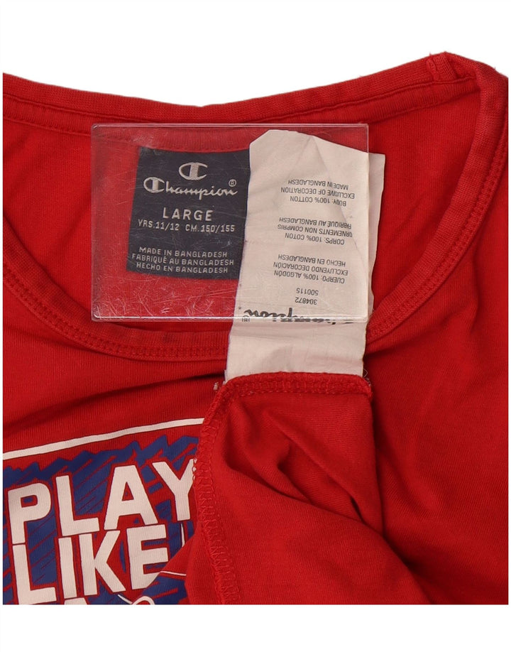 Champion T-Shirt mit Grafik für Jungen, 11–12 Jahre, Größe L, aus roter Baumwolle