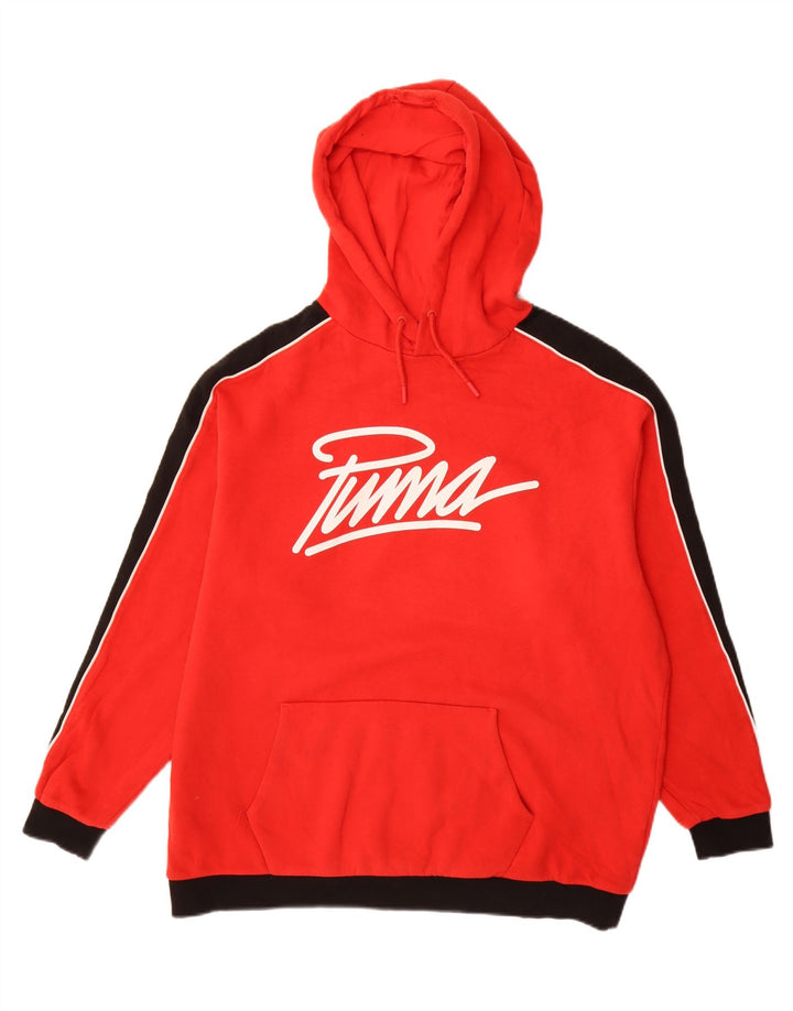 PUMA Damen-Pullover mit übergroßem grafischem Kapuzenpullover, Gr. 14, Größe L, Rot, Farbblock
