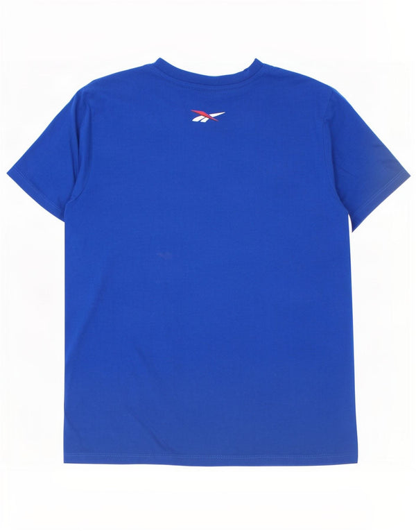 Reebok Grafik-T-Shirt für Jungen, 9–10 Jahre, blaue Farbblock-Baumwolle