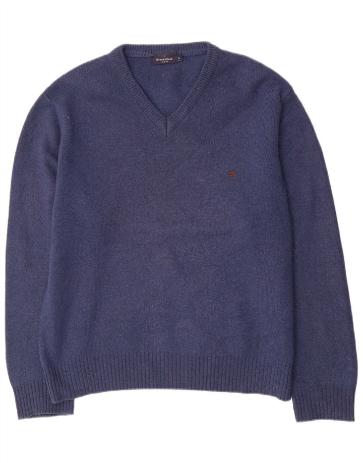Brooksfield Herren-Pullover mit V-Ausschnitt IT 54 XL Marineblaue Wolle