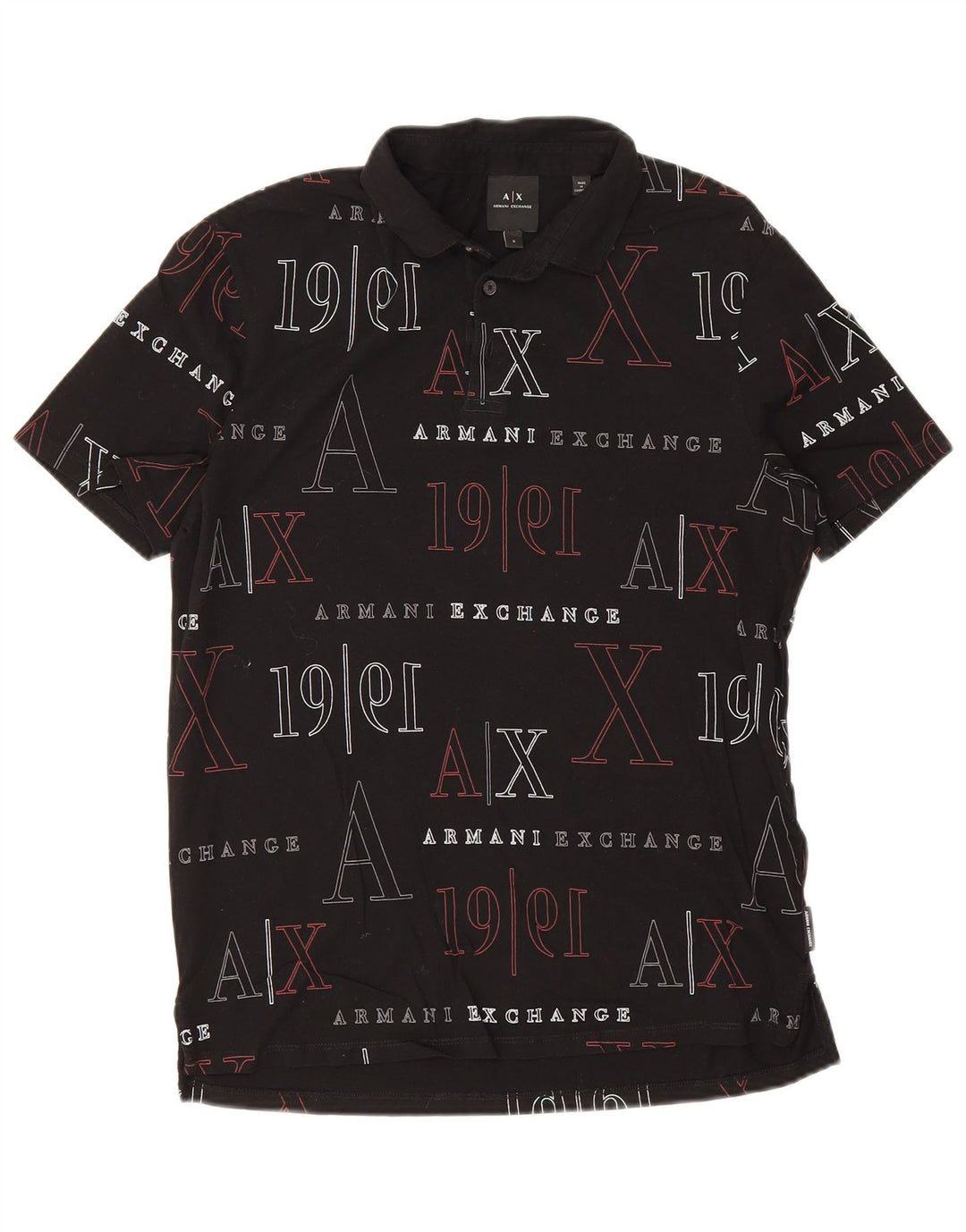 Armani Exchange Herren-Poloshirt mit Grafik, Größe S, schwarze Baumwolle
