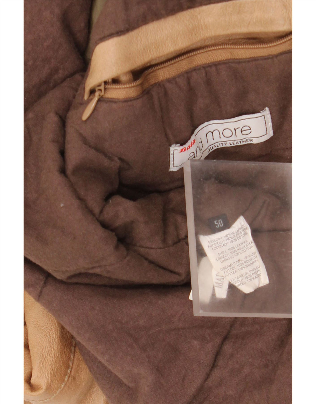 Bata Herren-Lederjacke mit Kapuze, IT 50, großes beiges Leder