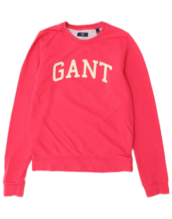 Gant Damen Grafik-Sweatshirt-Pullover UK 6 XS Rosa Baumwolle