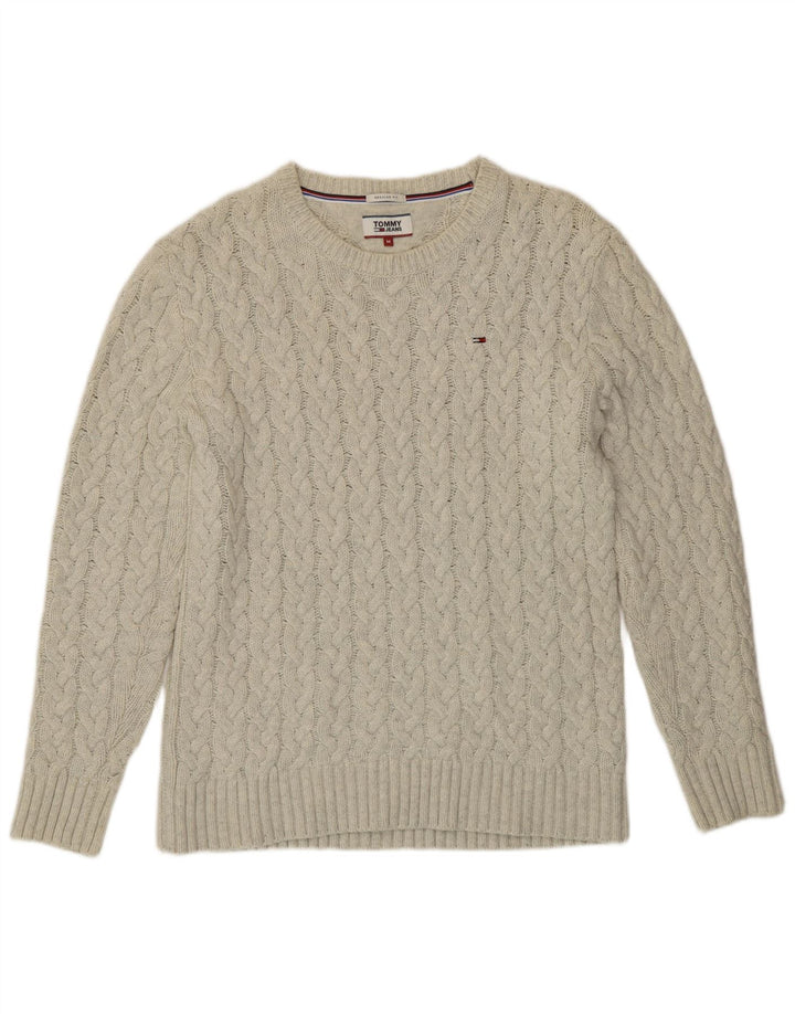 Tommy Hilfiger Herren-Pullover mit Rundhalsausschnitt, reguläre Passform, Mittelweiß