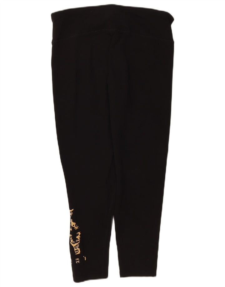 Dkny Womens Graphic Leggings UK 14 Große schwarze Baumwolle
