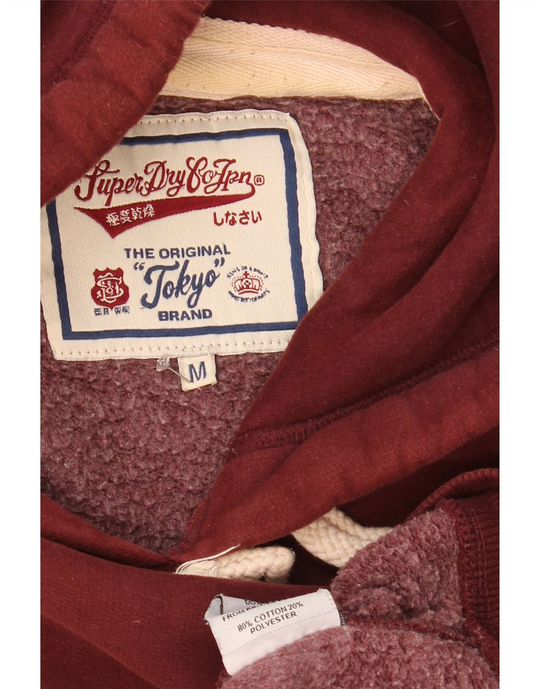 Superdry Herren-Kapuzenpullover aus mittlerer burgunderroter Baumwolle