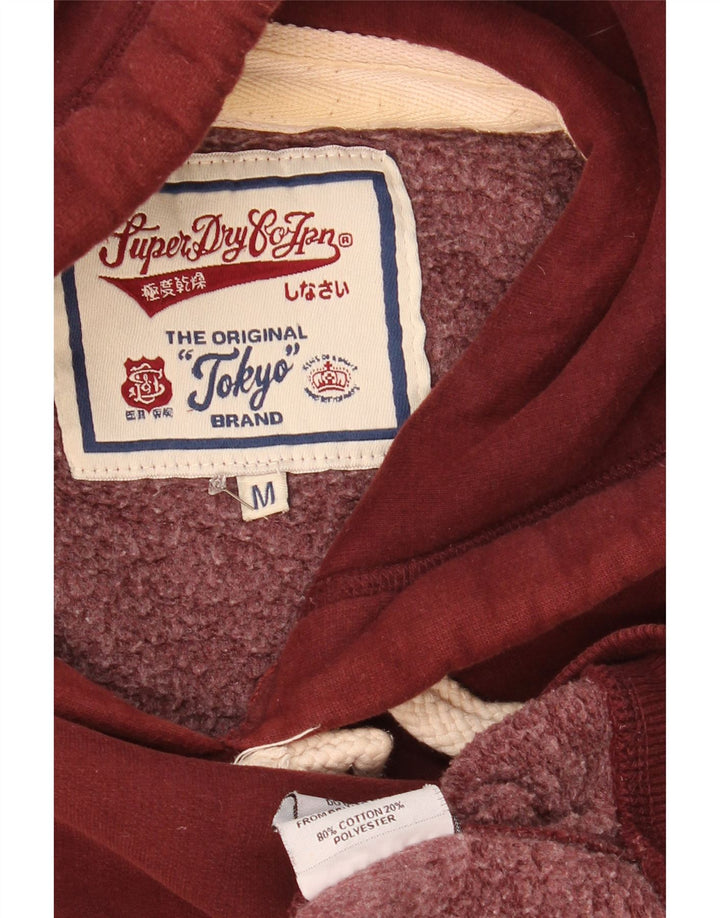 Superdry Herren-Kapuzenpullover aus mittlerer burgunderroter Baumwolle