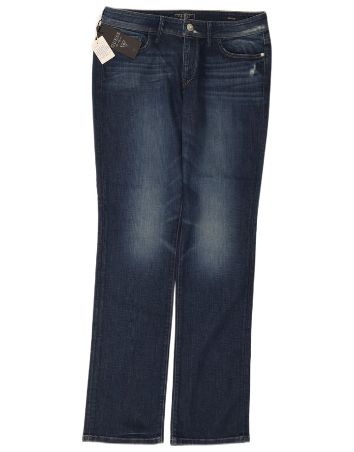 Guess Damen-Jeans mit normaler Passform, gerade Passform, W33 L34, blaue Baumwolle
