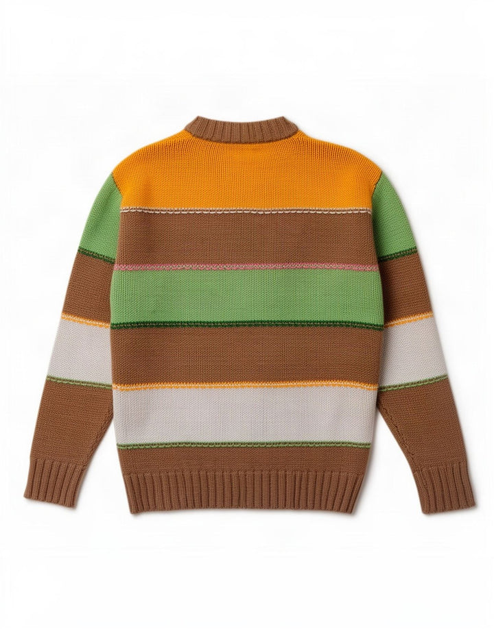 Zara Herren-Pullover mit V-Ausschnitt, mittelgroß, mehrfarbig, gestreift, Baumwolle