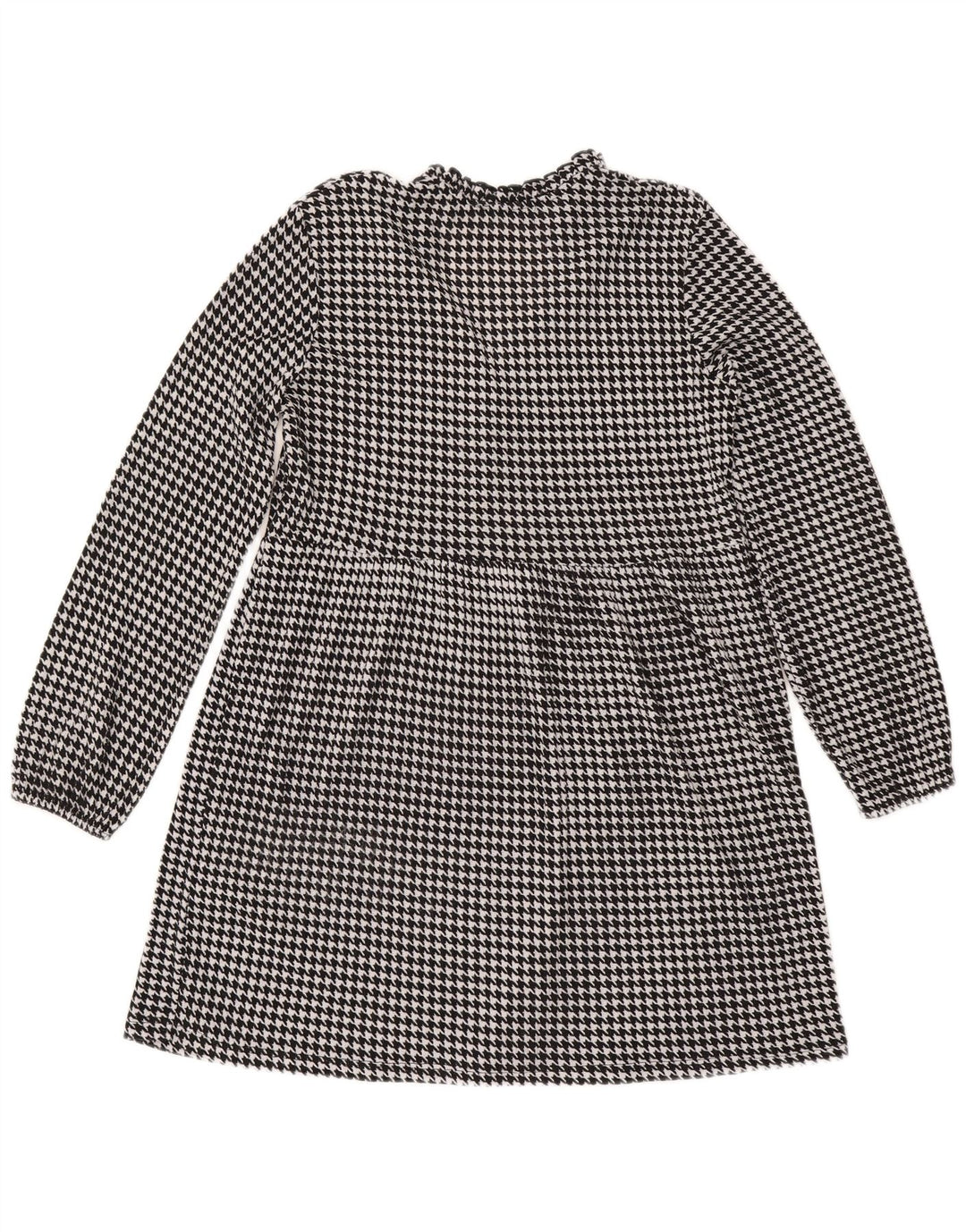 Langärmliges A-Linien-Kleid von Zara für Damen, Gr. 44, Mittelschwarz mit Hahnentrittmuster